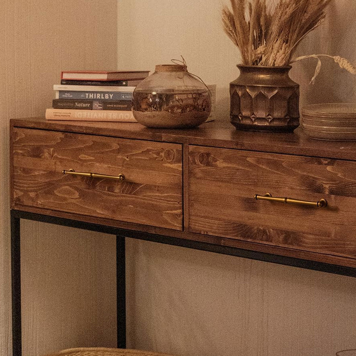 Antique Brass Cabinet Handles – Hourglass Shape Vintage Drawer Pulls