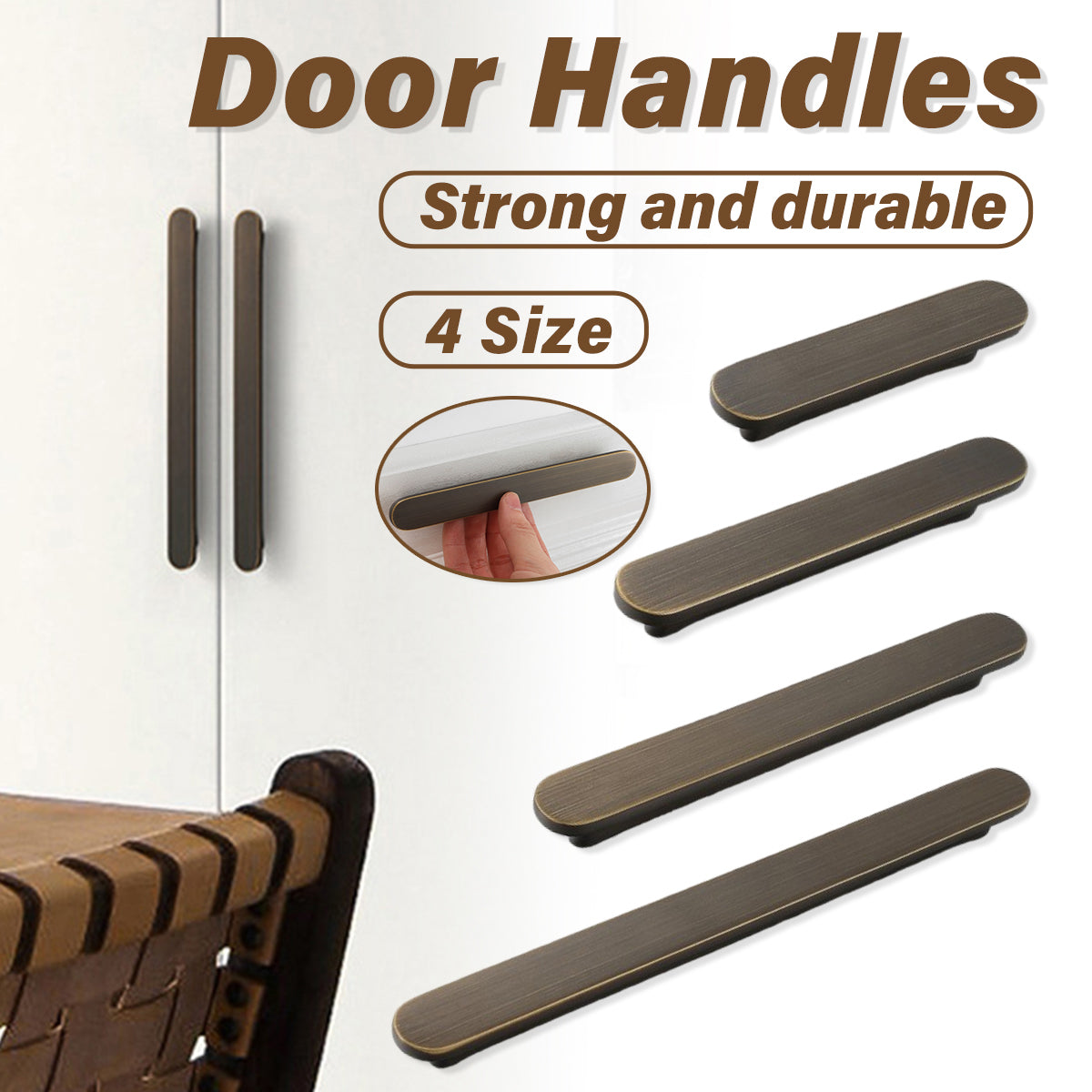 Brushed Brass Cabinet Handles | Slim Modern Drawer Pulls
