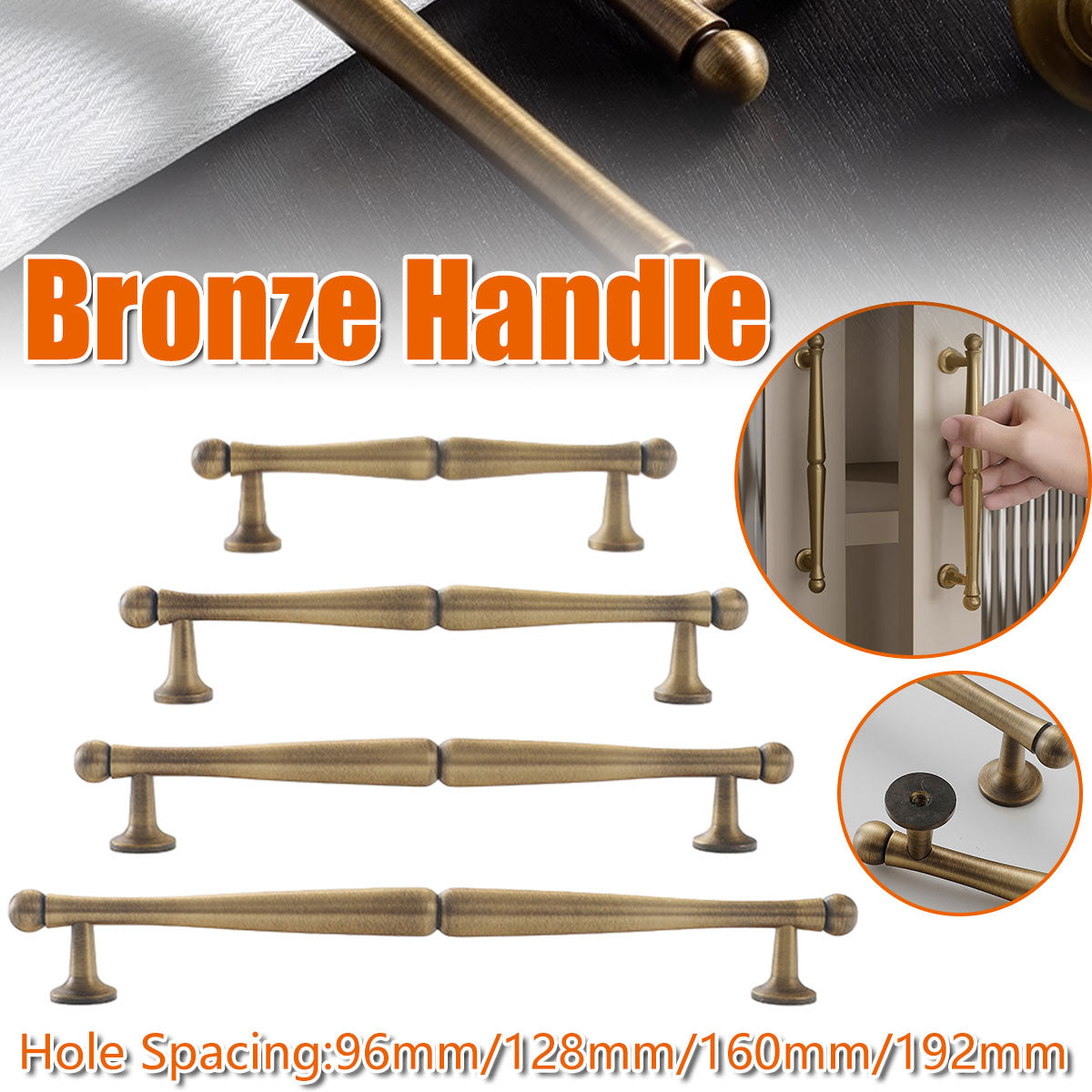 Antique Brass Cabinet Handles – Hourglass Shape Vintage Drawer Pulls