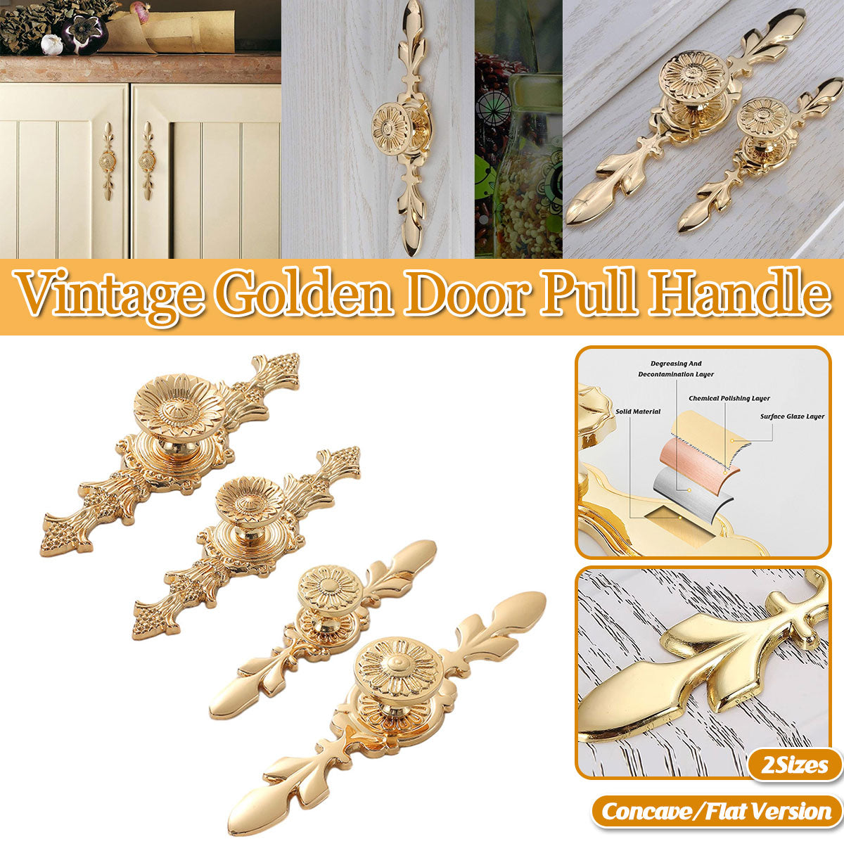 Decorative Copper Door Handles | Ornate Brass Pull Handles for Cabinets